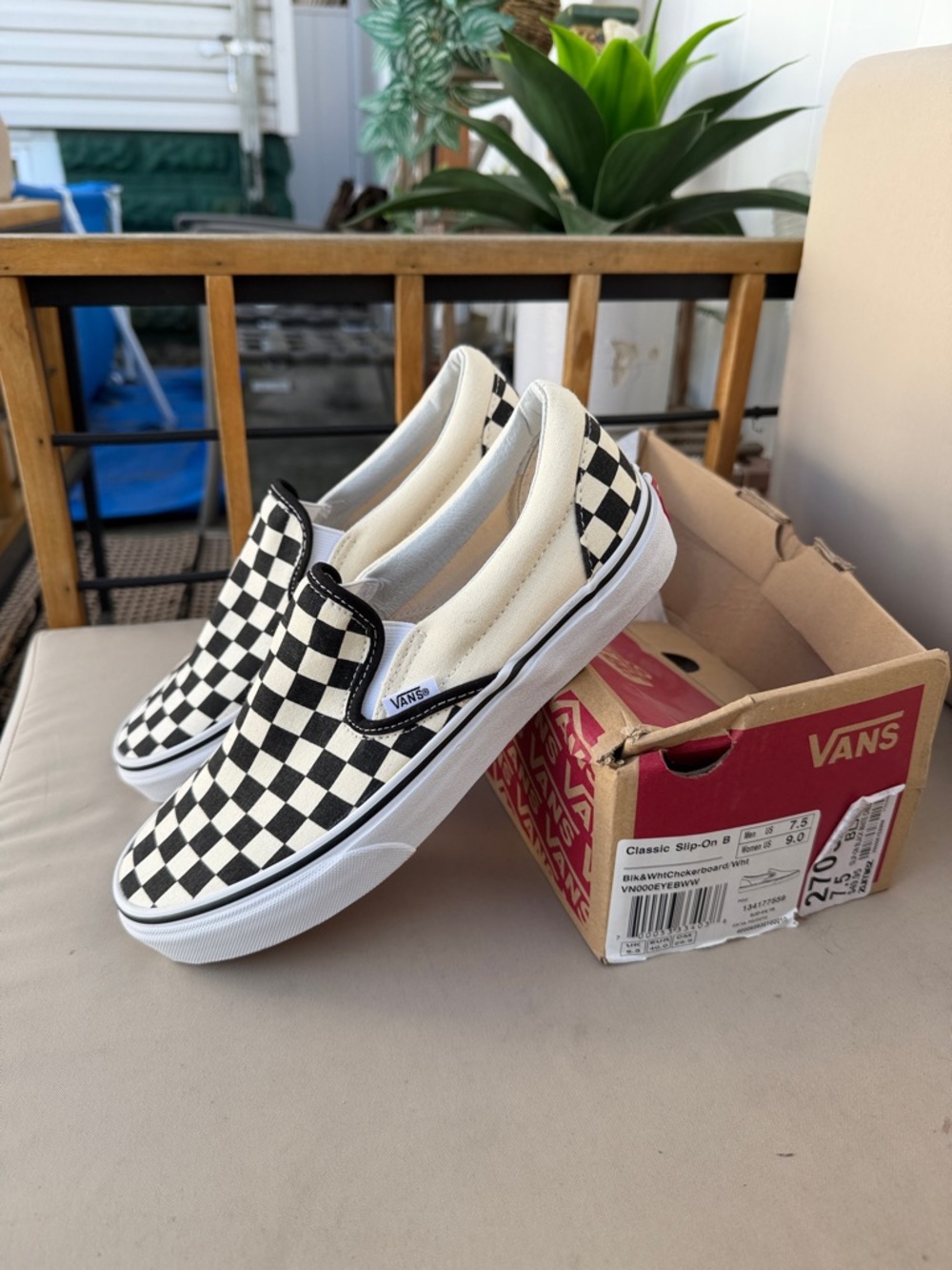 Vans Checkerboard Slip-On Sneakers - Black & White